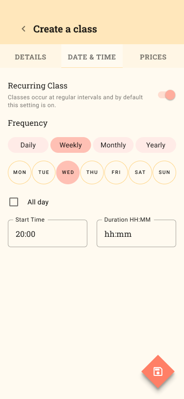 Weekly recurring